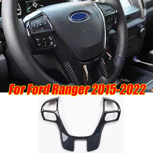 Carbon Fiber ABS Interior Steering Wheel Cover Trim for Ford Ranger (2015–2022)