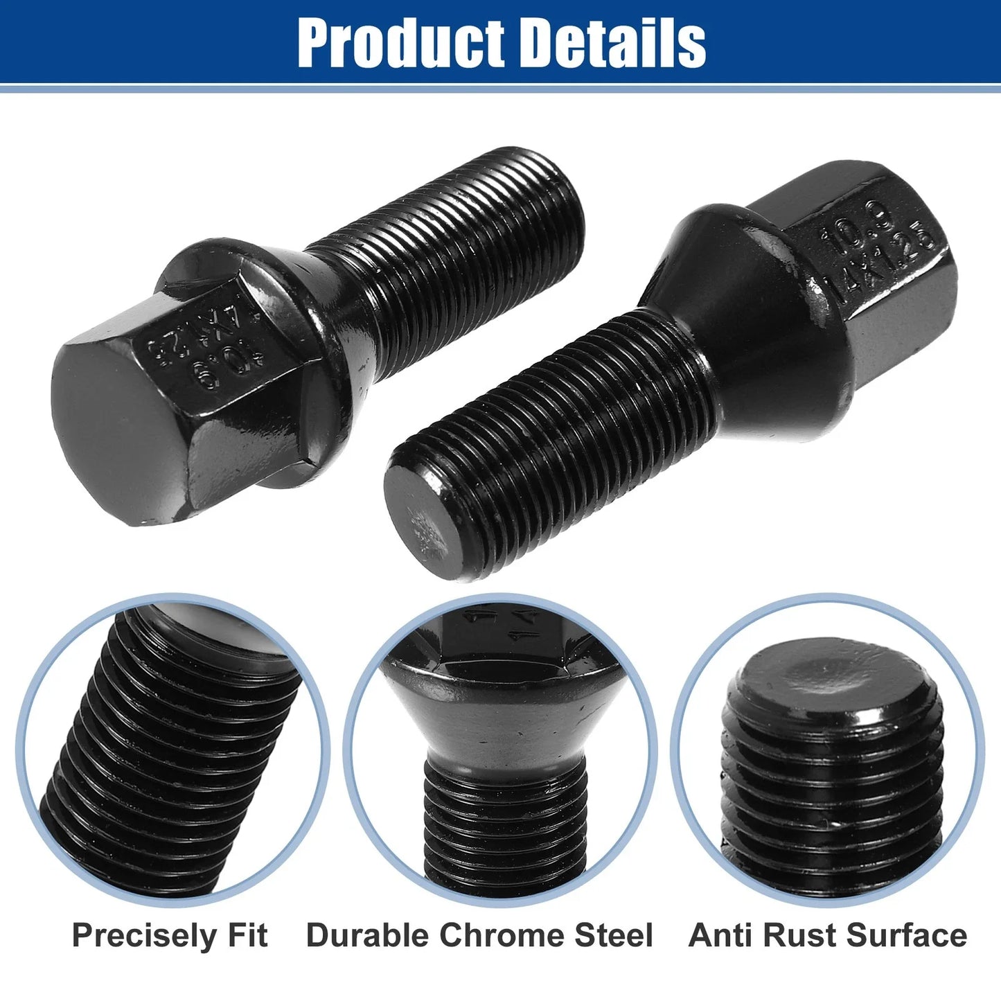 20 x M14x1.25 Wheel Lug Bolt Conical 28mm Shank for BMW Mini