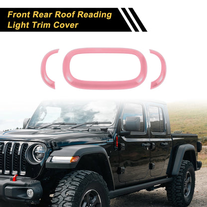 Front Rear Roof Reading Light Trim Cover for Jeep Wrangler JK (2007–2018) Red Carbon Fiber
