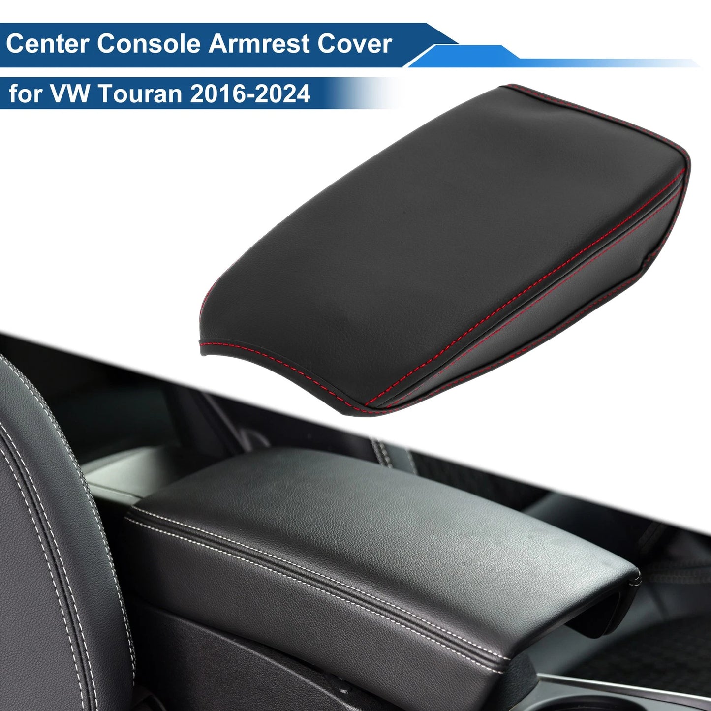 Armrest Cover for VW Touran (2016–2024) Anti-Scratch Black Red