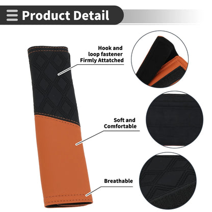 Set of 2 Carbon Fiber Leather Seat Belt Cover Pads for Universal Fit