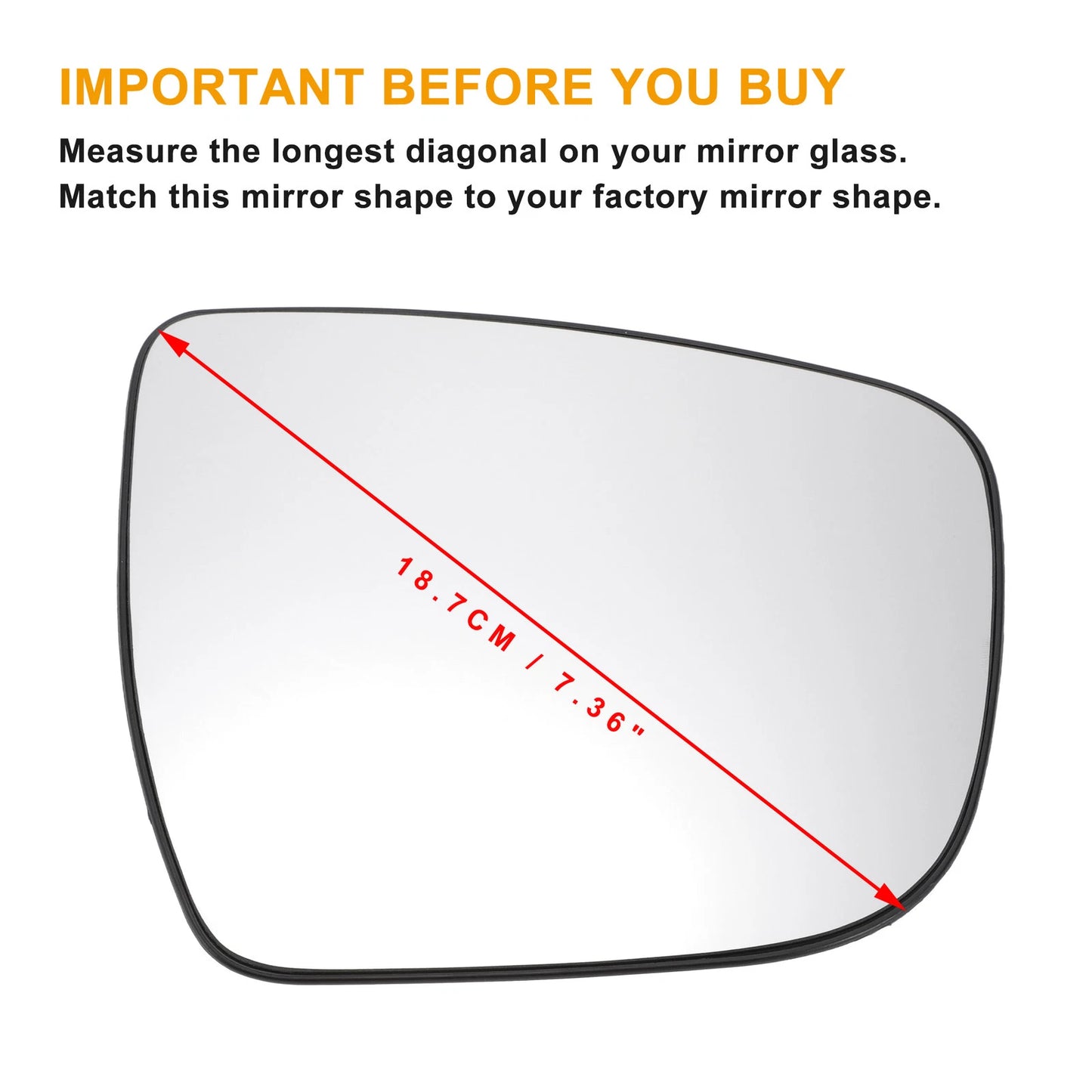 Right Side Heated White Mirror Glass for Nissan Juke (2014–2020)