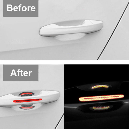 4 x Universal Car Door Handle Reflective Stickers for Scratch Protection Red