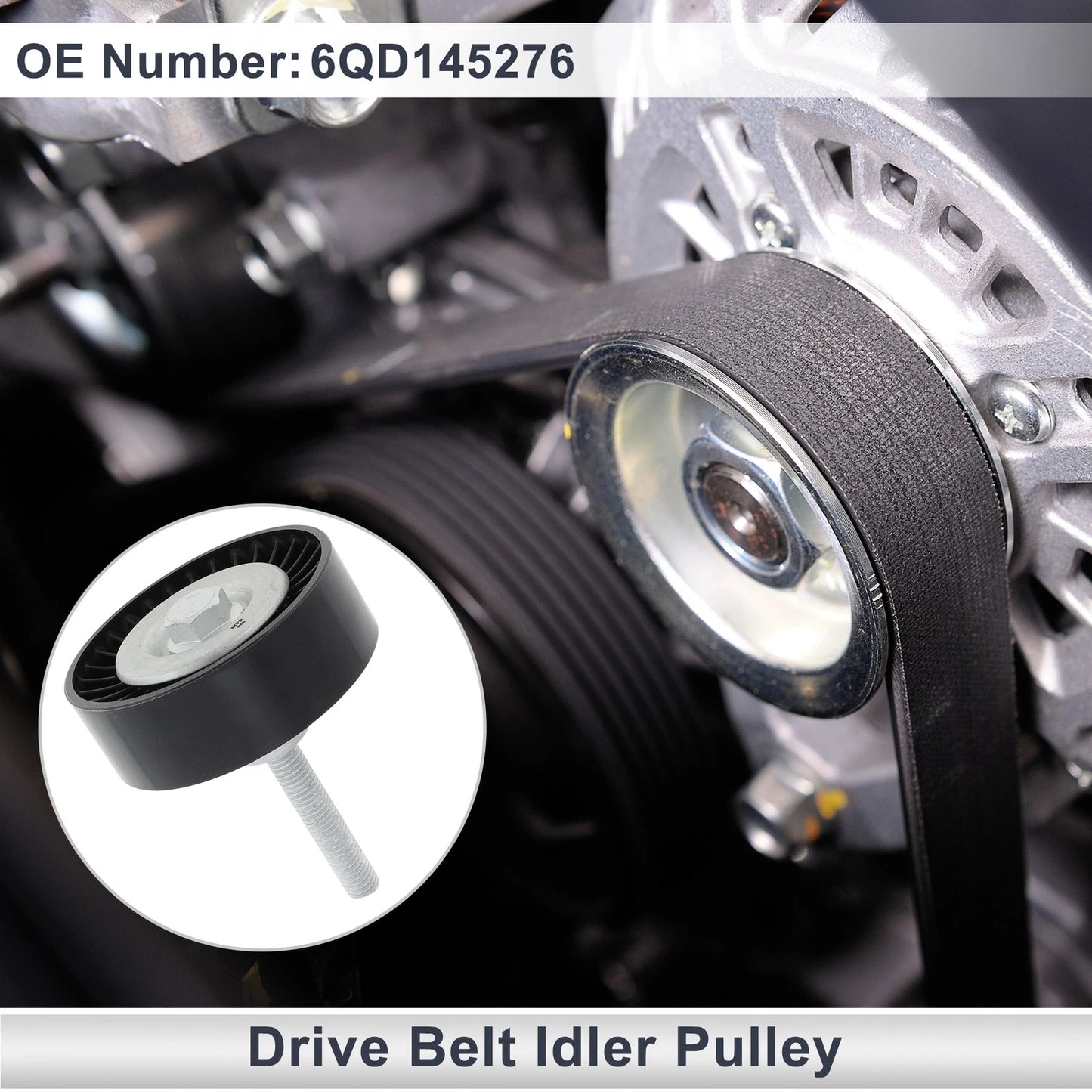 Drive Belt Idler Pulley for Audi A3 (2005–2013) No. 6QD145276 Black