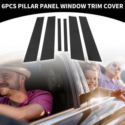 6X Car Pillar Window Trim Cover for BMW 3 Series E90 (2005–2012) Black