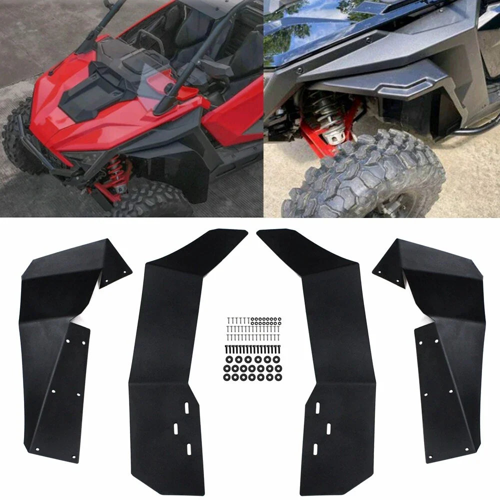 Black Fender Flares Mud Flaps for Polaris RZR-S 1000, RZR S 900 (2015-2017)