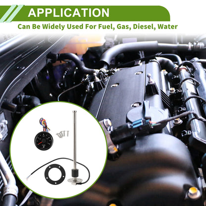 Fuel Sending Unit and Gauge Kit 0-190 Ohm for Boat Car Vehicle (0-190)