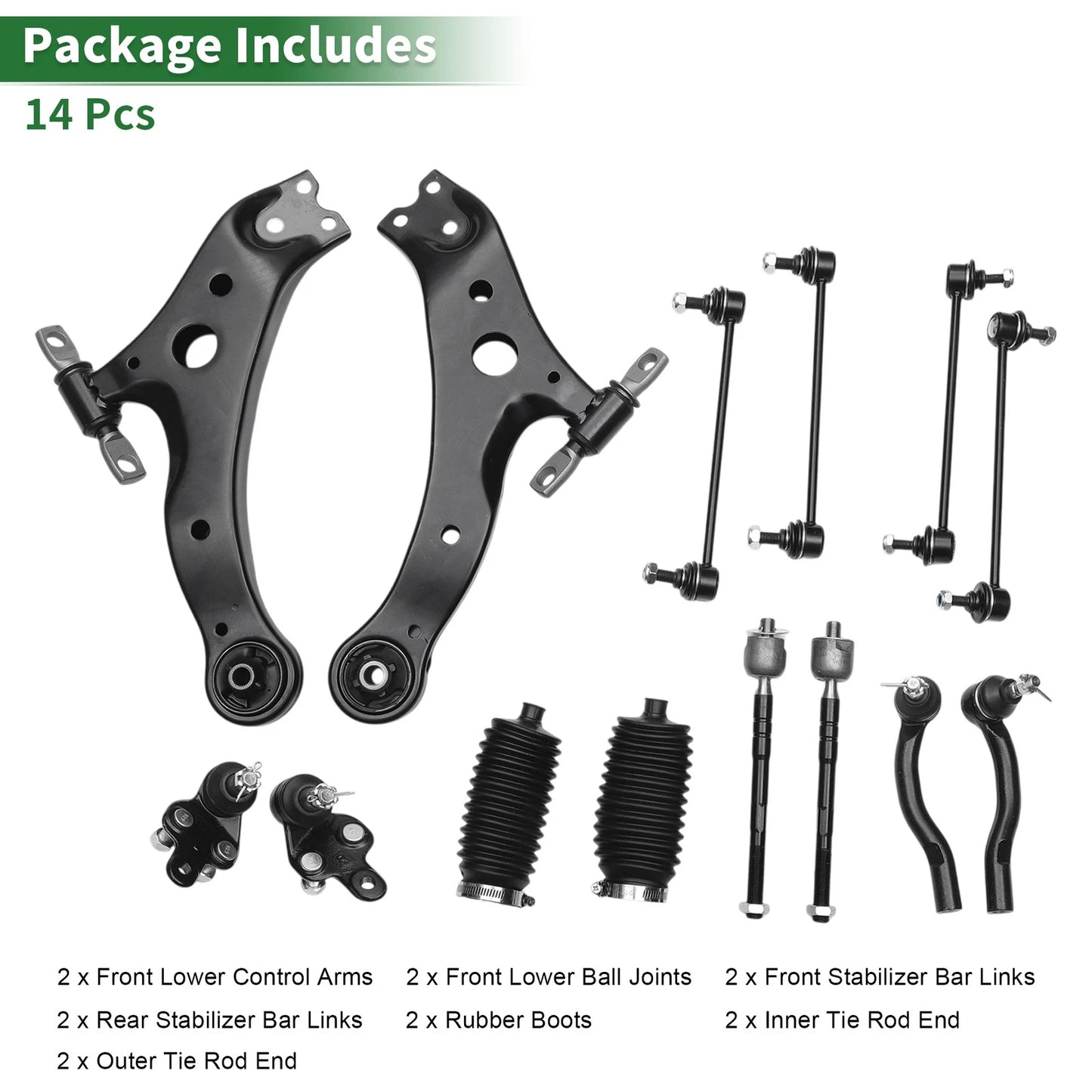 14 Pc Front Lower Control Arms for Toyota Camry (2007–2011) No.K620334/K620333/K500044