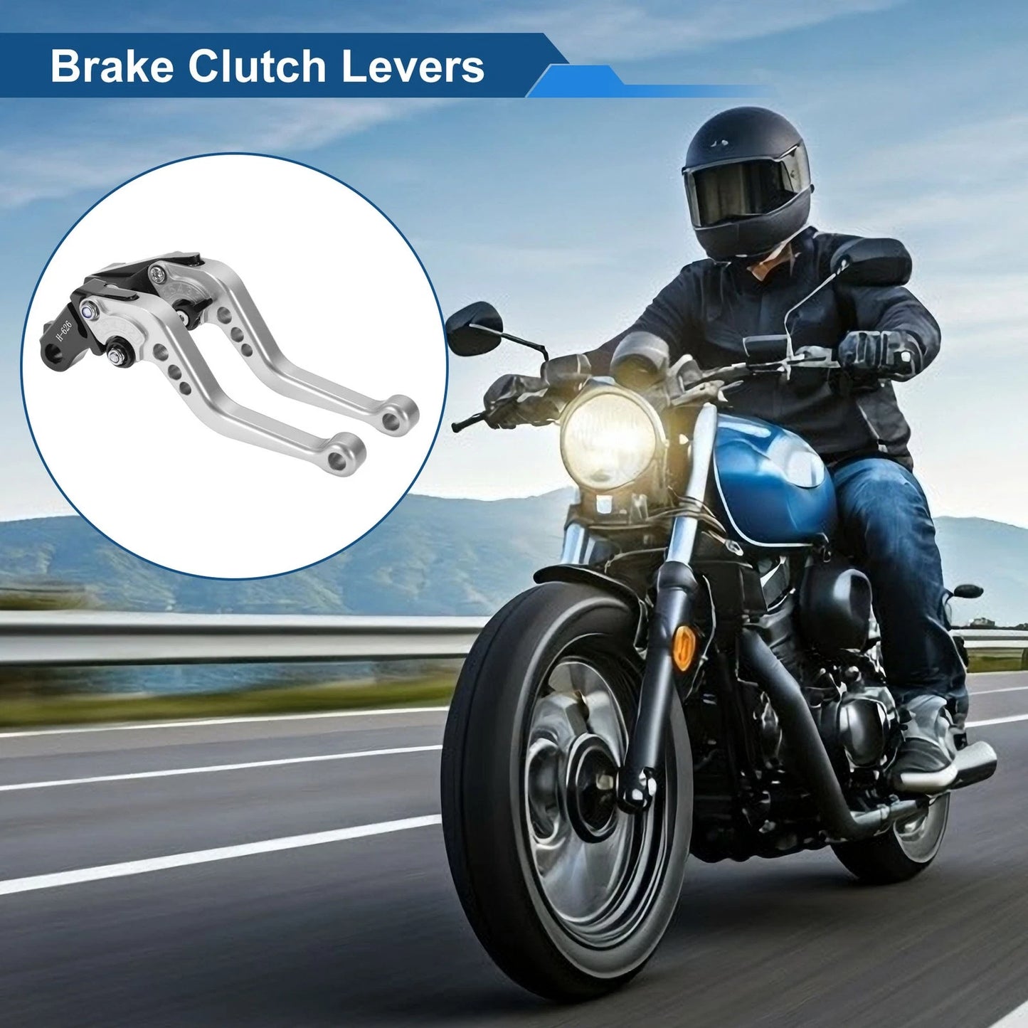 Set of 2 Long Brake Clutch Levers for Honda CB919 (2002–2007) Silver Tone