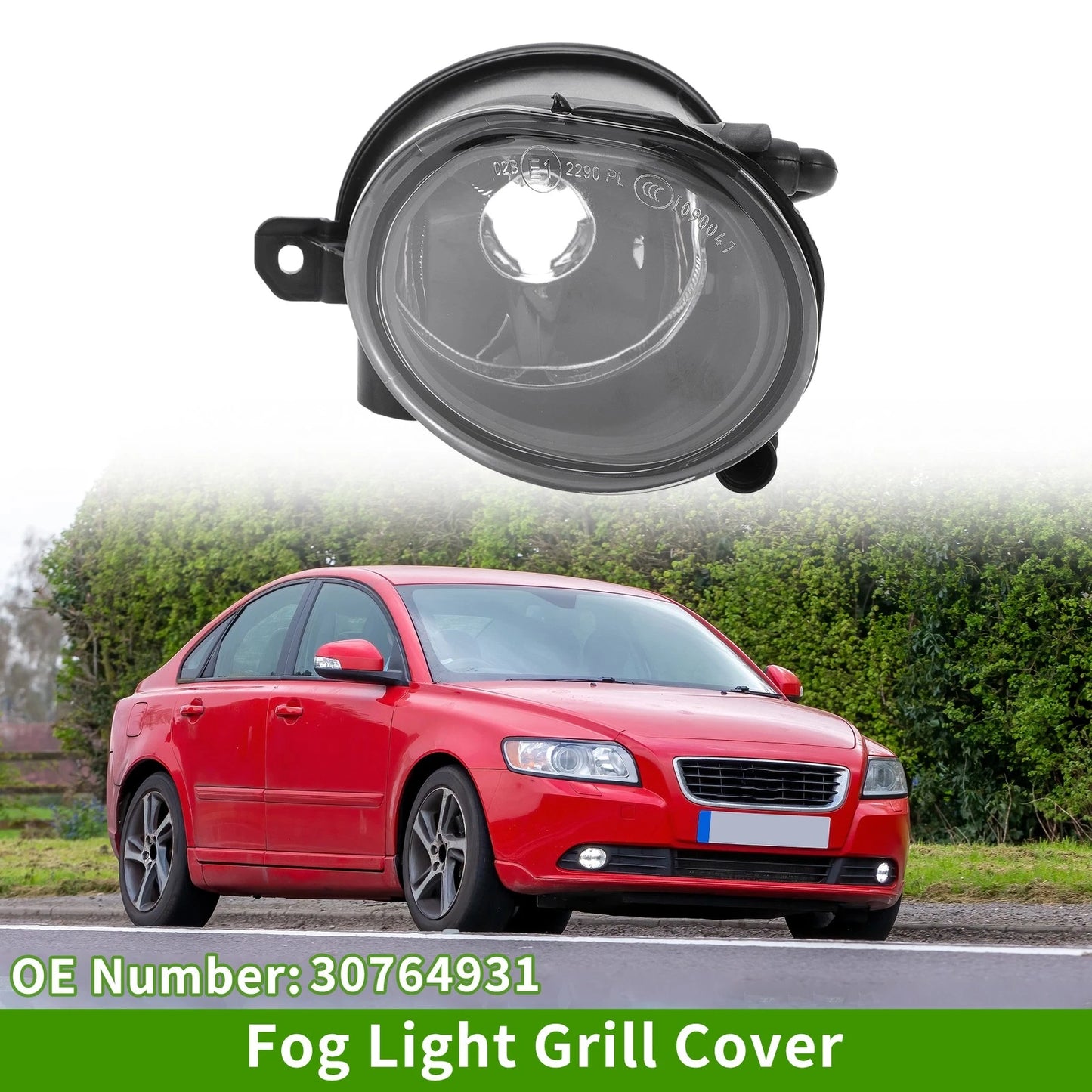 1 Pc Right Fog Light Grill for Volvo S40 (2008–2011) No. 30764931 Clear
