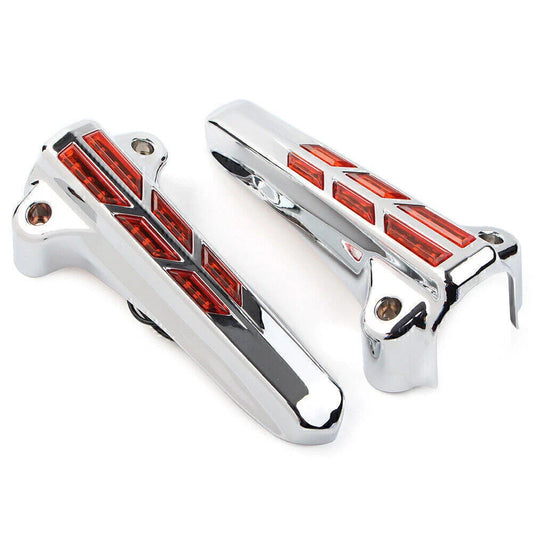 ABS Front Lower Fork Leg Covers Amber LED for Harley FLHR FLHTK FLHX (14-20)