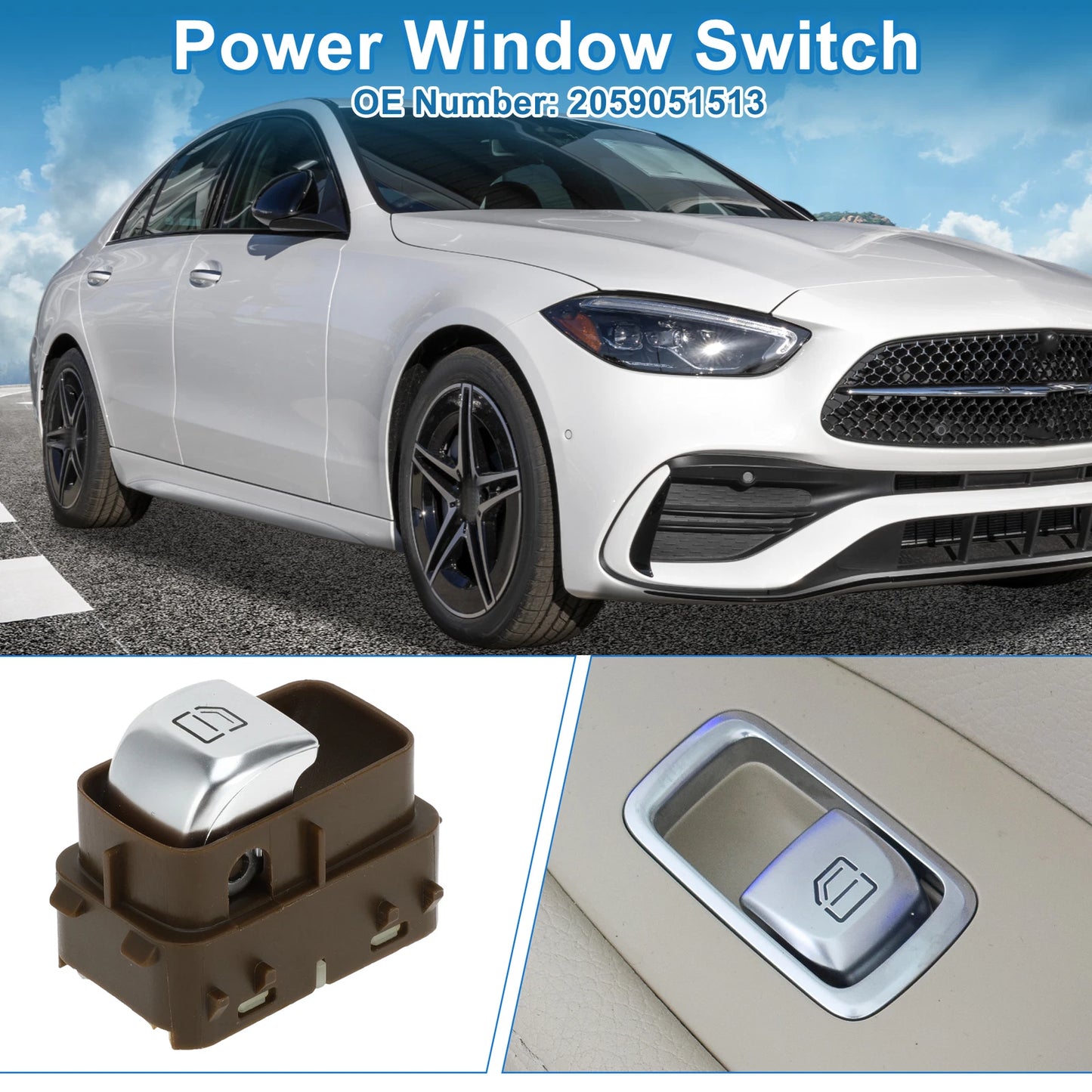 Power Window Switch for Mercedes-Benz C200 C300 C63 AMG (2015–2016) No.2059051513