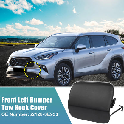 Front Left Bumper Tow Hook Cover for Toyota Highlander (2001–2023) No.52128-0E933 Black