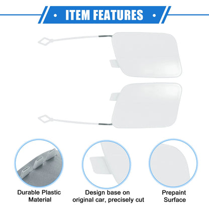 Pair Rear Tow Hook Eye Hole Cover Caps for BMW X5 (2016–2018) White Plastic