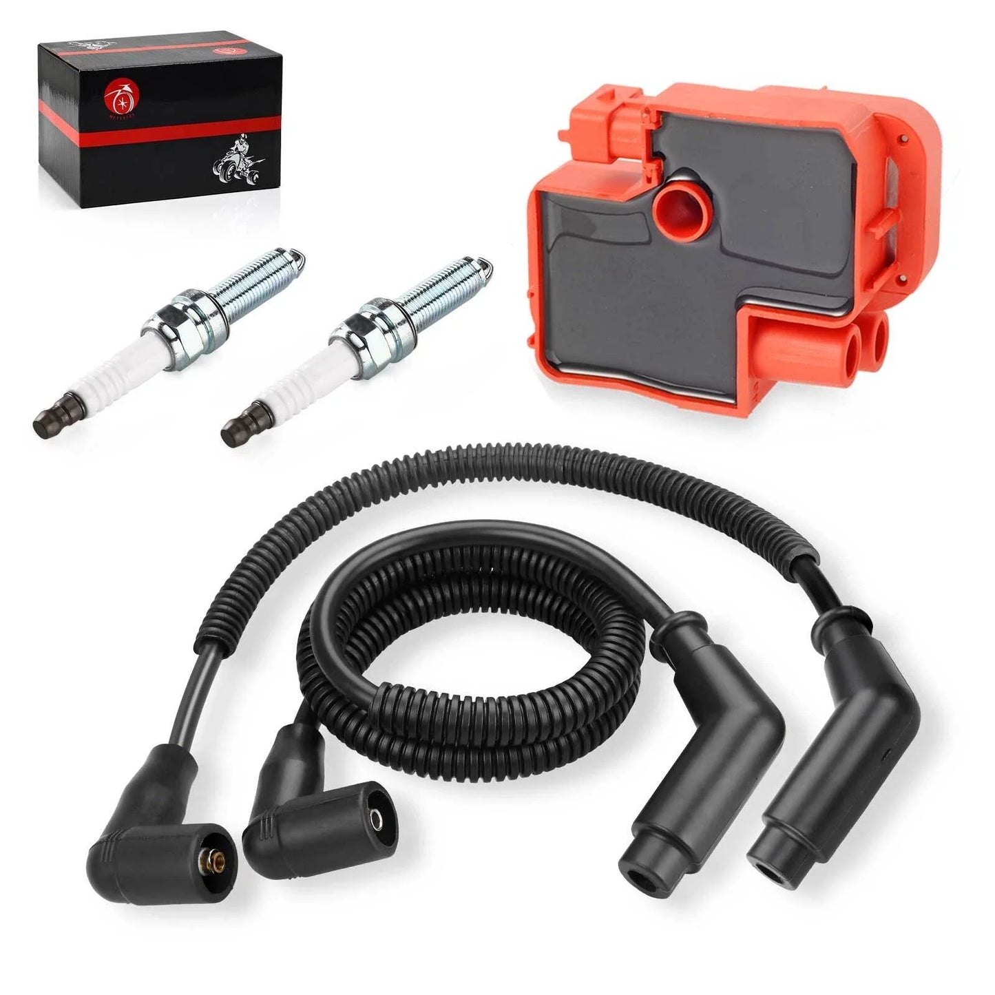 2x Ignition coil & Spark plug w/Wire Cap for Can-Am Maverick 1000 (2014–2015)