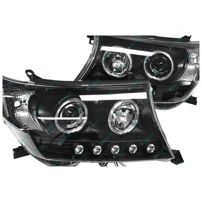 Angel-eye Projector LED BLACK Headlights for Toyota Landcruiser 200 07-15
