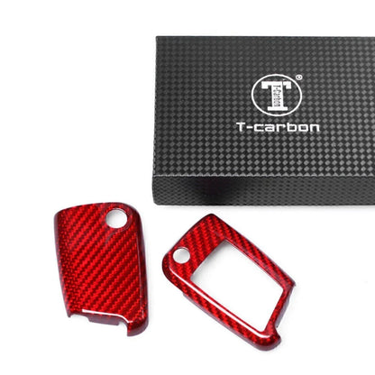 Red Carbon Fiber Key Fob Cover Case for VW Golf (2015-2018)