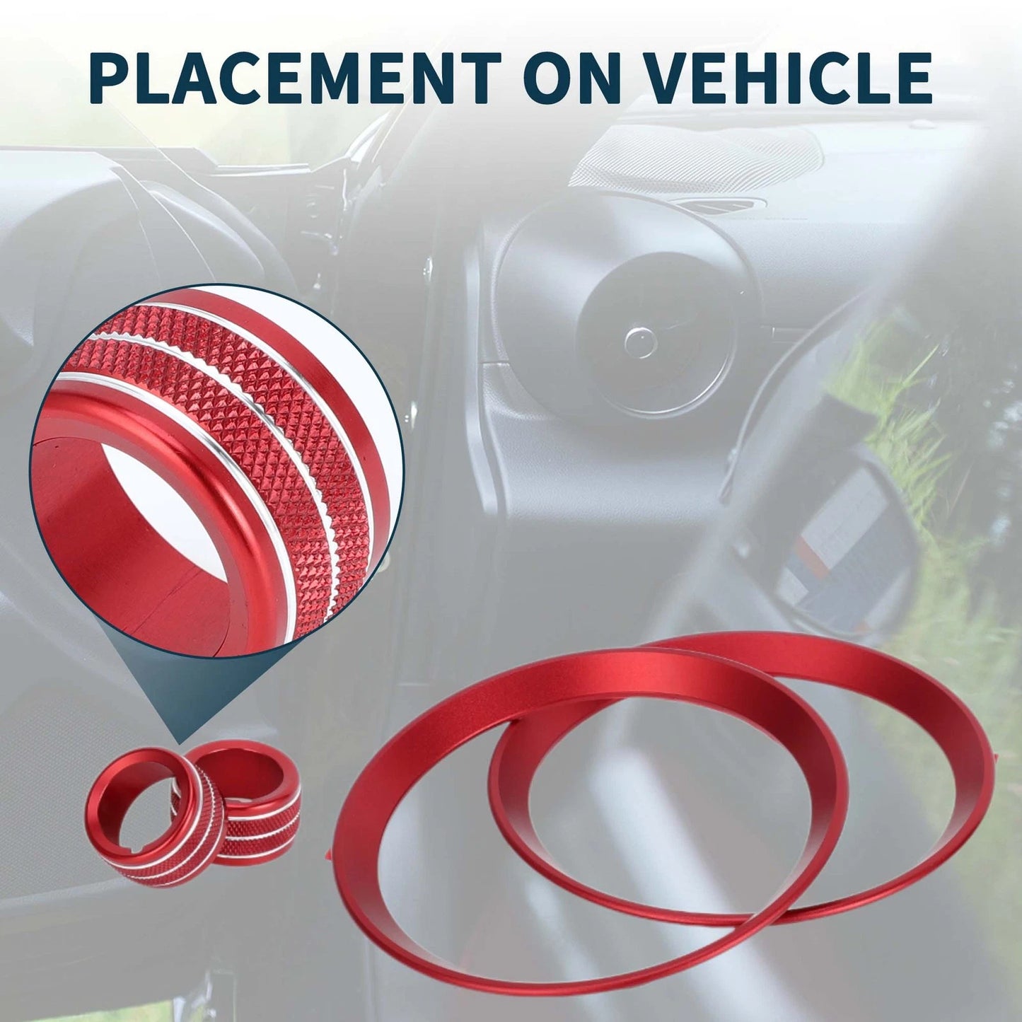 Set of 4 AC Vent Adjust Switch Knob Cover Rings for Subaru BRZ (2022–2024) Red