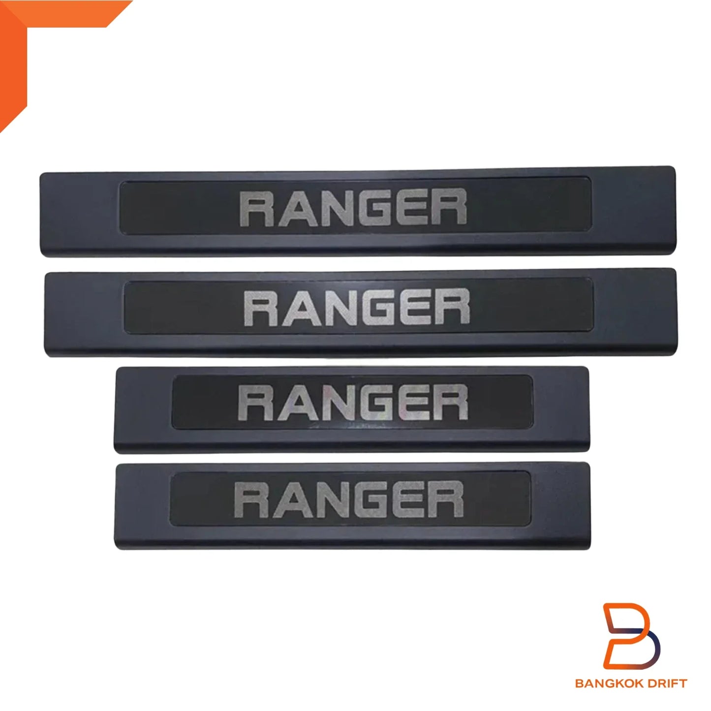 4x Black Stainless Door Step Protectors for Ford Ranger Wildtrak Sport (12-25)