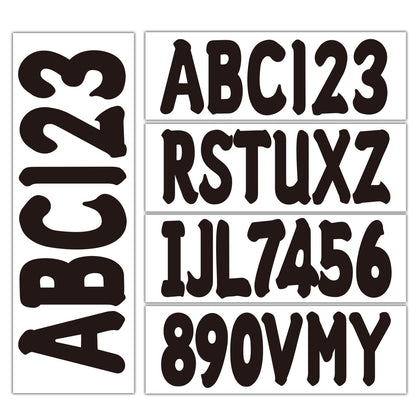 Set of 4 Black Boat Registration Numbers & Letters 3" Decal Stickers