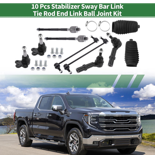 10X Front Suspension Kit Tie Rod Ends Sway Bar Links Ball Joints for GMC
