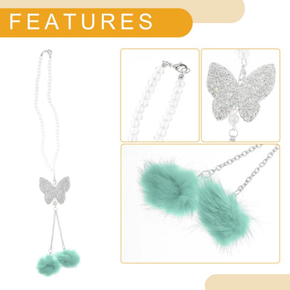 Rhinestone Butterfly Rear View Mirror Pendant for Car - Light Green