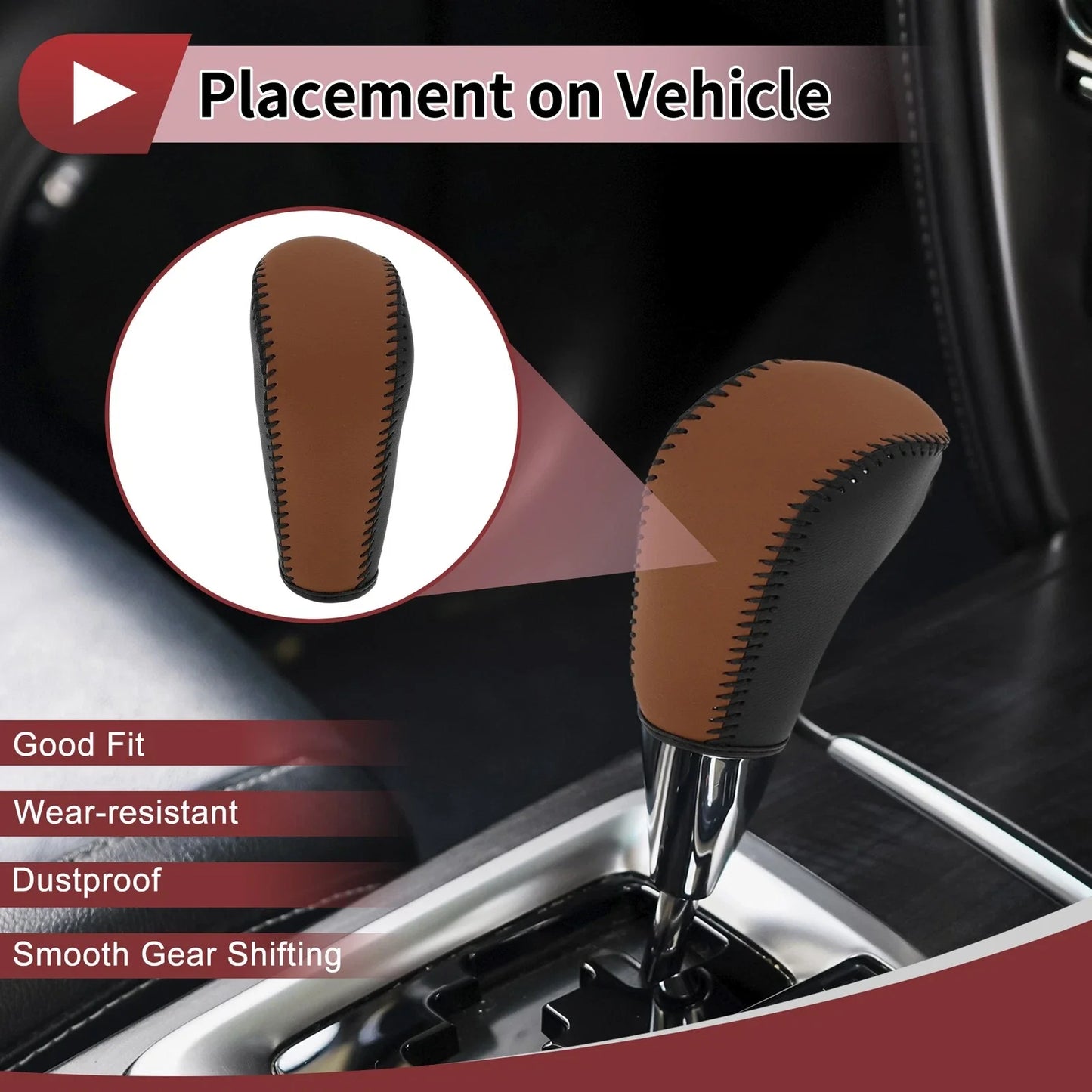 Gear Shift Knob Cover for BMW 3 Series E90 (2004-2012) Black Faux Leather