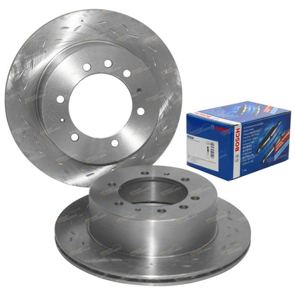 Rear Slotted & Dimpled Disc Brake Rotors with Bosch Pads for Patrol GU (1997–2016)