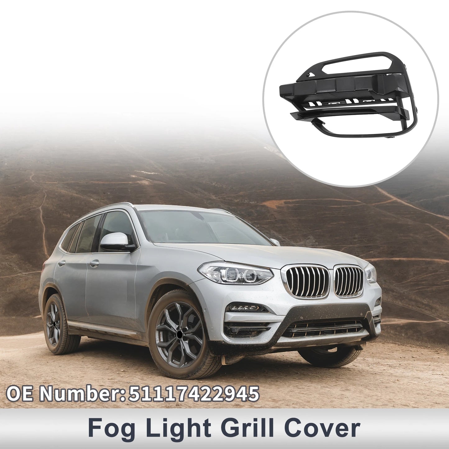 1 Pc Fog Light Grill for BMW X3 (2018–2021) No. 51117422945