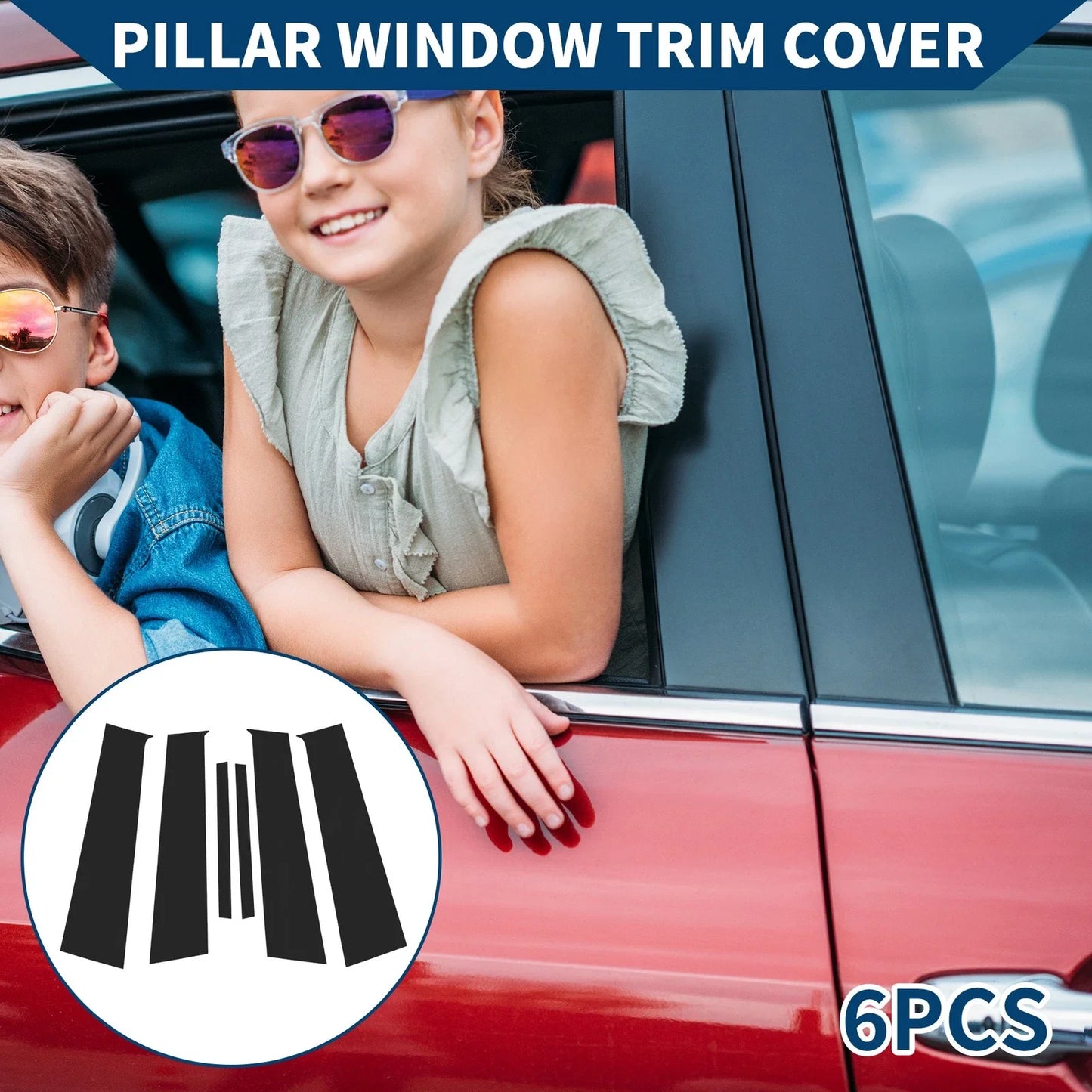 6 Pcs Black Door Pillar Window Trim for Honda City (2015-2019)