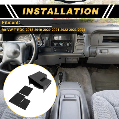 Center Console Armrest Organizer Tray for VW T-ROC (2018–2024) Plastic Black