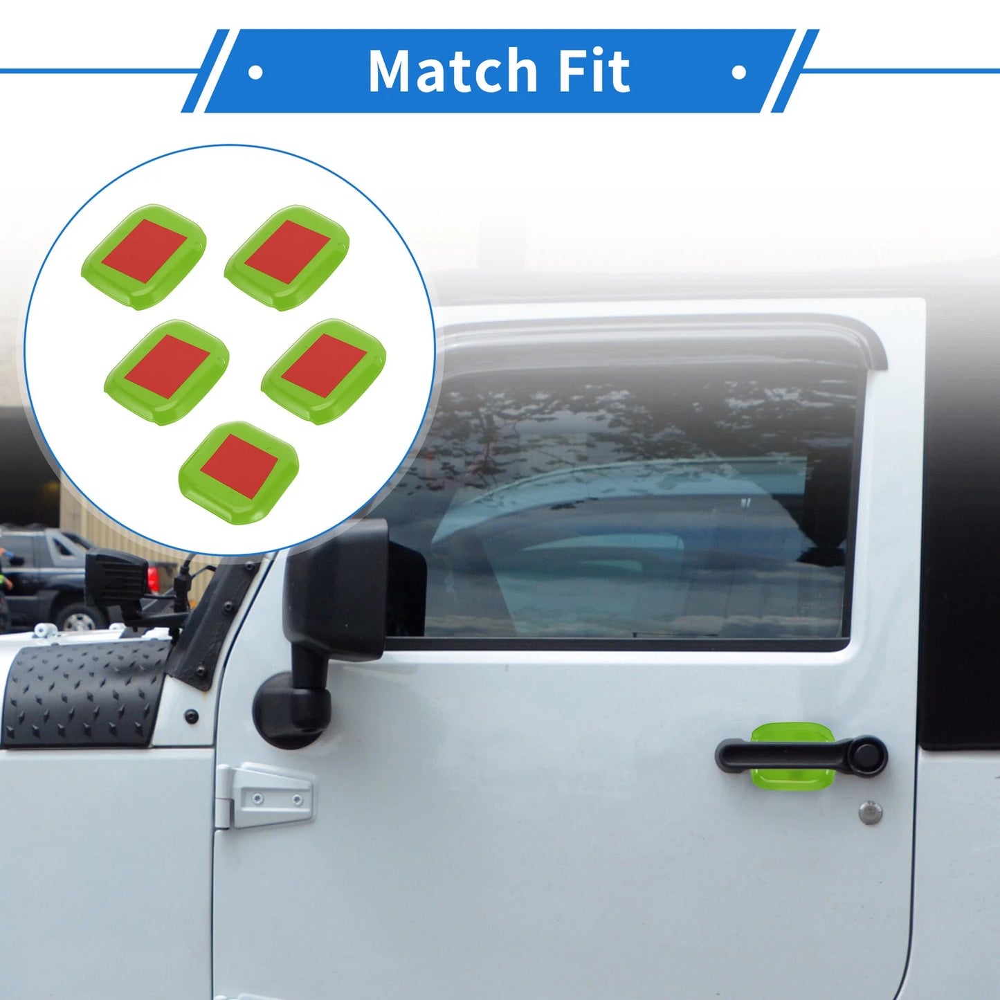 5 Pcs Door Bowl Cover Trim for Jeep Wrangler JL (2018–2022) ABS Green