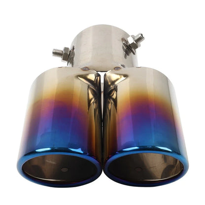 Dual Steel Bluing Rear Exhaust Pipe Tail Muffler Tip for Universal Accessory