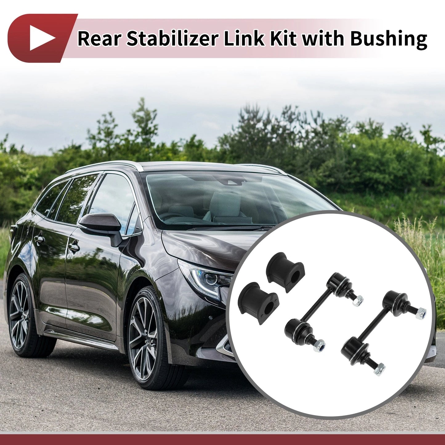 Set of 2 Rear Stabilizer Bar Links with Bushings for Toyota RAV4 (No.K80297)