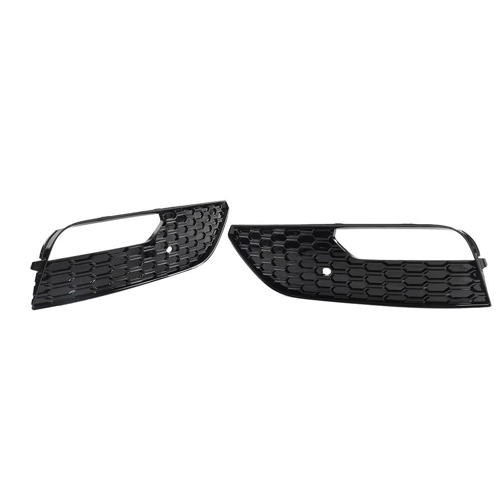 Pair Front Bumper Fog Light Grille Cover with Chrome Ring for Audi A3 (2003–2013)