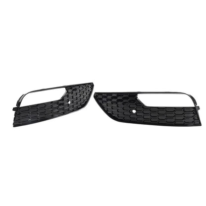 Pair Front Bumper Fog Light Grille Cover with Chrome Ring for Audi A3 (2003–2013)