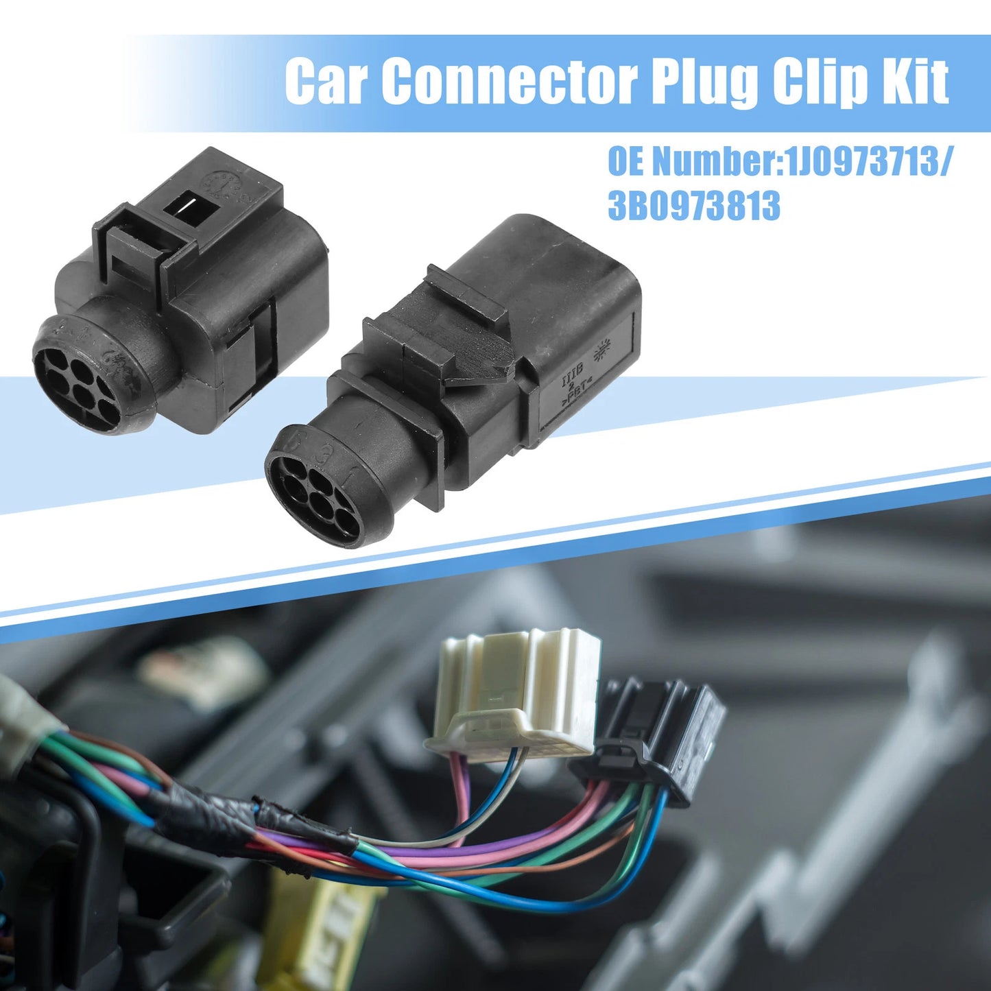 Set of 2 6-Pin Connectors for VW Golf Jetta (No. 1J0973713, 3B0973813)
