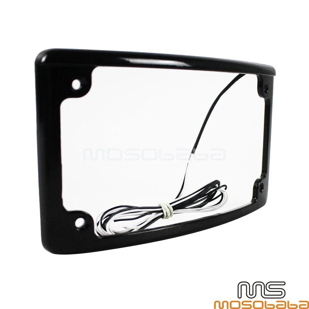 4 x 7 Curved LED Motorcycle License Plate Frame Brake Lights for Harley
