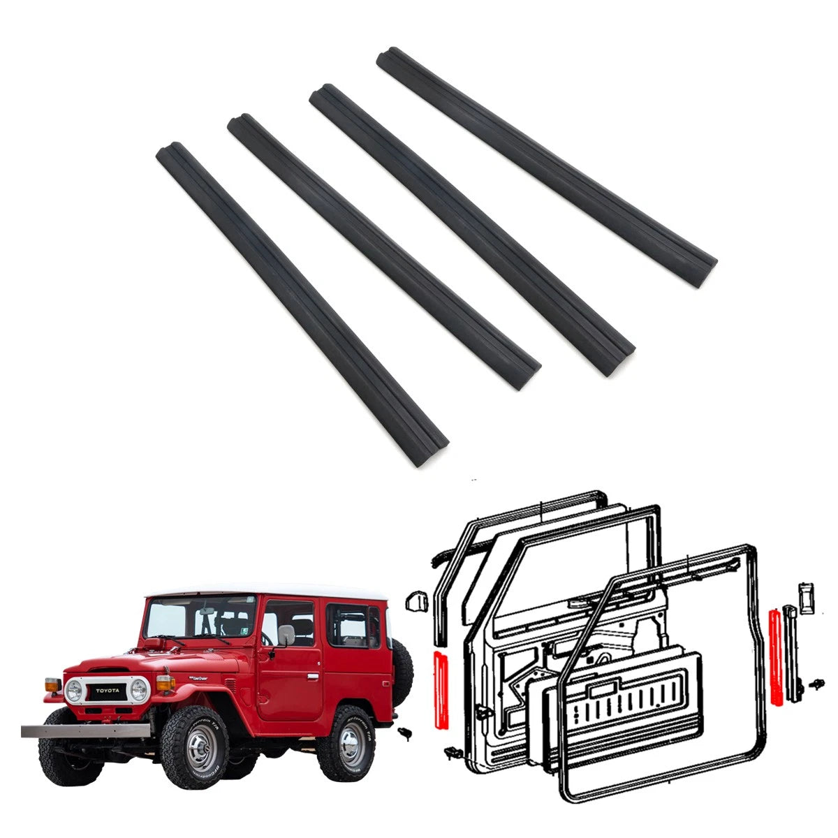 Door Glass Run Lower for Toyota Land Cruiser Pickup J40 BJ41 FJ40 HJ45 (1960–1984)