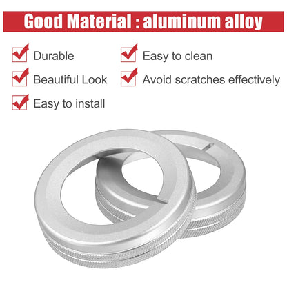 4 x Silver Tone Aluminum Alloy Center Control Ring Knob Covers for Chevrolet