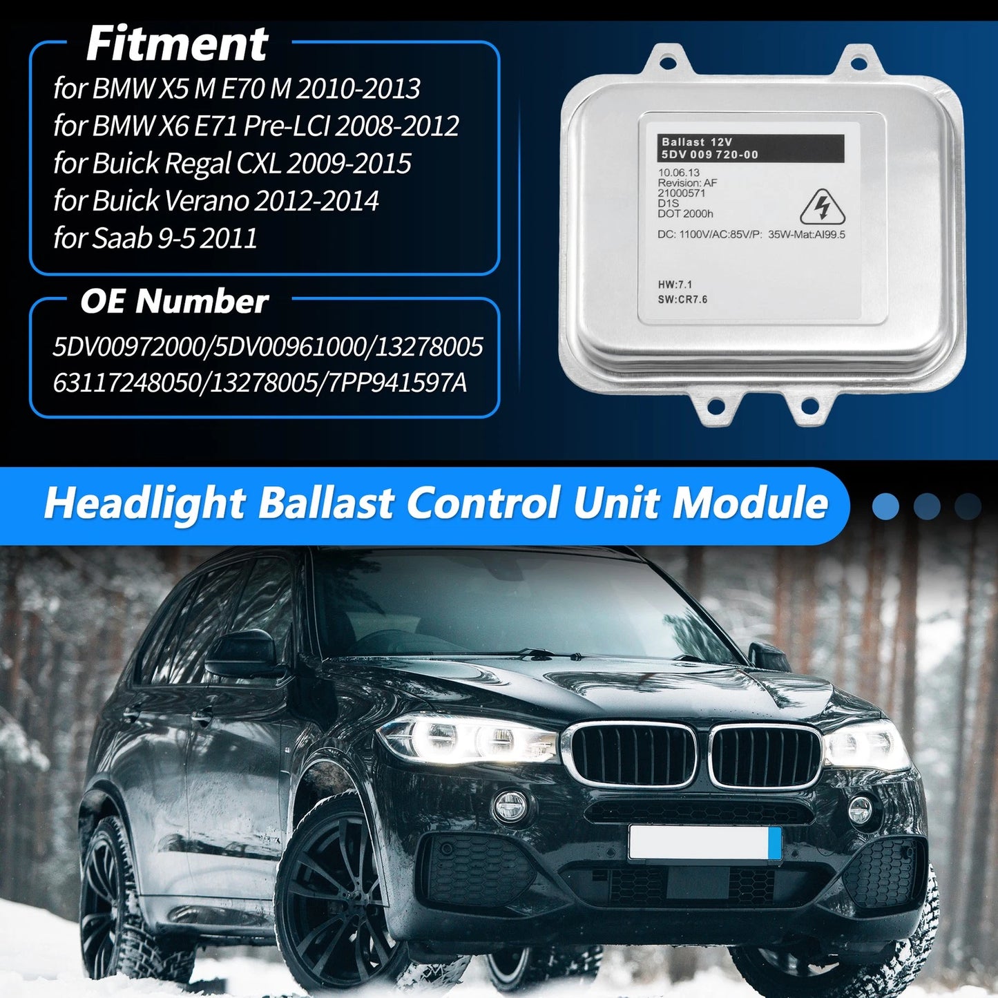 Xenon Headlight Ballast Control Unit Module for BMW X5 (2010–2013)