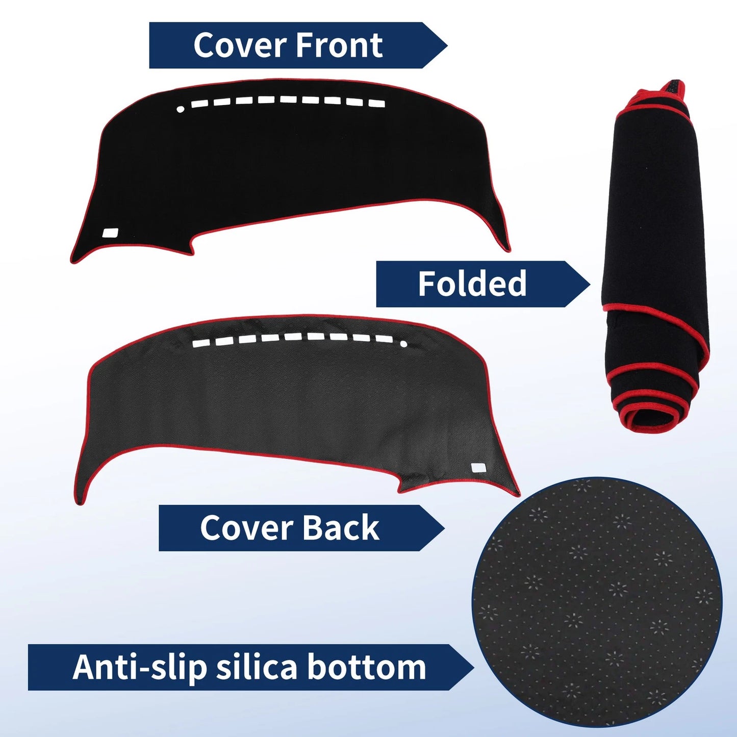 Dash Cover for Toyota Estima 50 Series (2006–2019) Polyester Black Red Edge