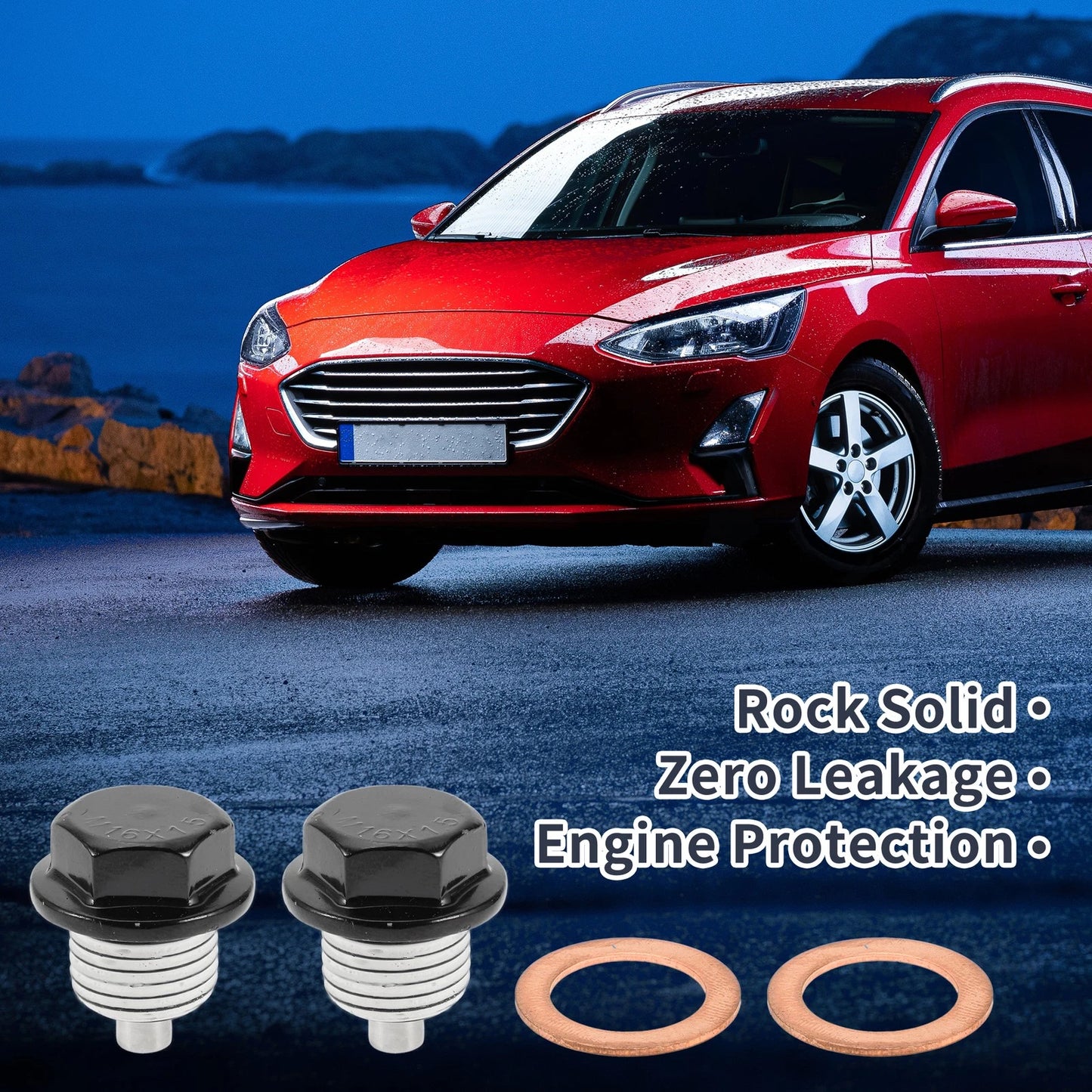 Set of 2 M16x1.5 Copper Oil Drain Plug with Gasket for Car Motorcycle