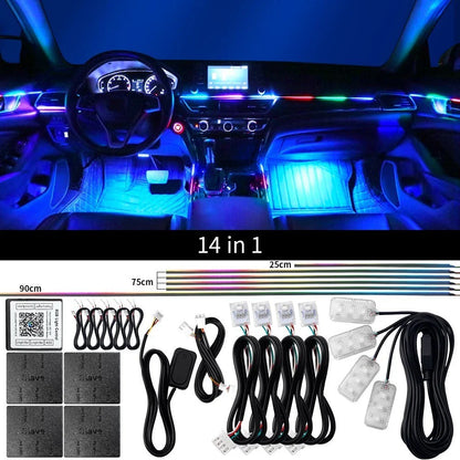 14 In 1 RGB LED Car Symphony Light Remote Acrylic Strip for All Models