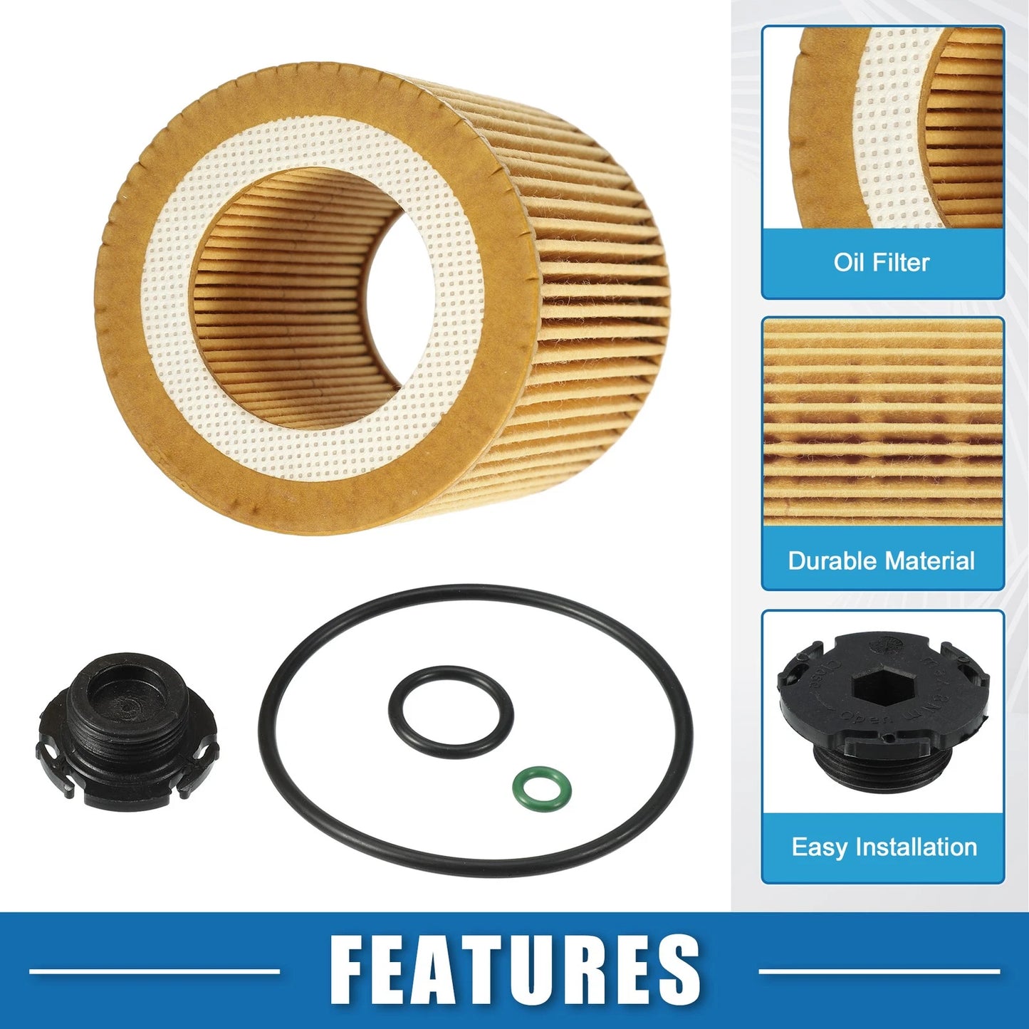 Set of 1 Engine Oil Filter No. 11427566327 with O Ring for BMW 325i (2006–2013)