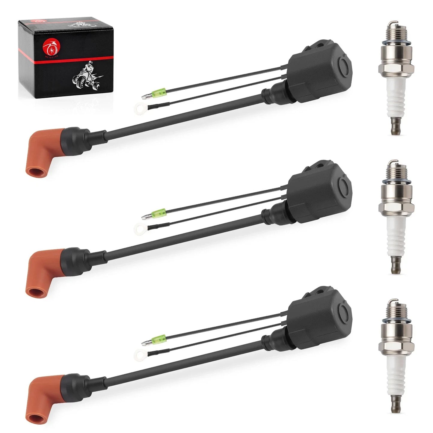 3 x Ignition coil & Spark Plug Wire Cap for Yamaha Outboard C55–C90 (1995–2004)
