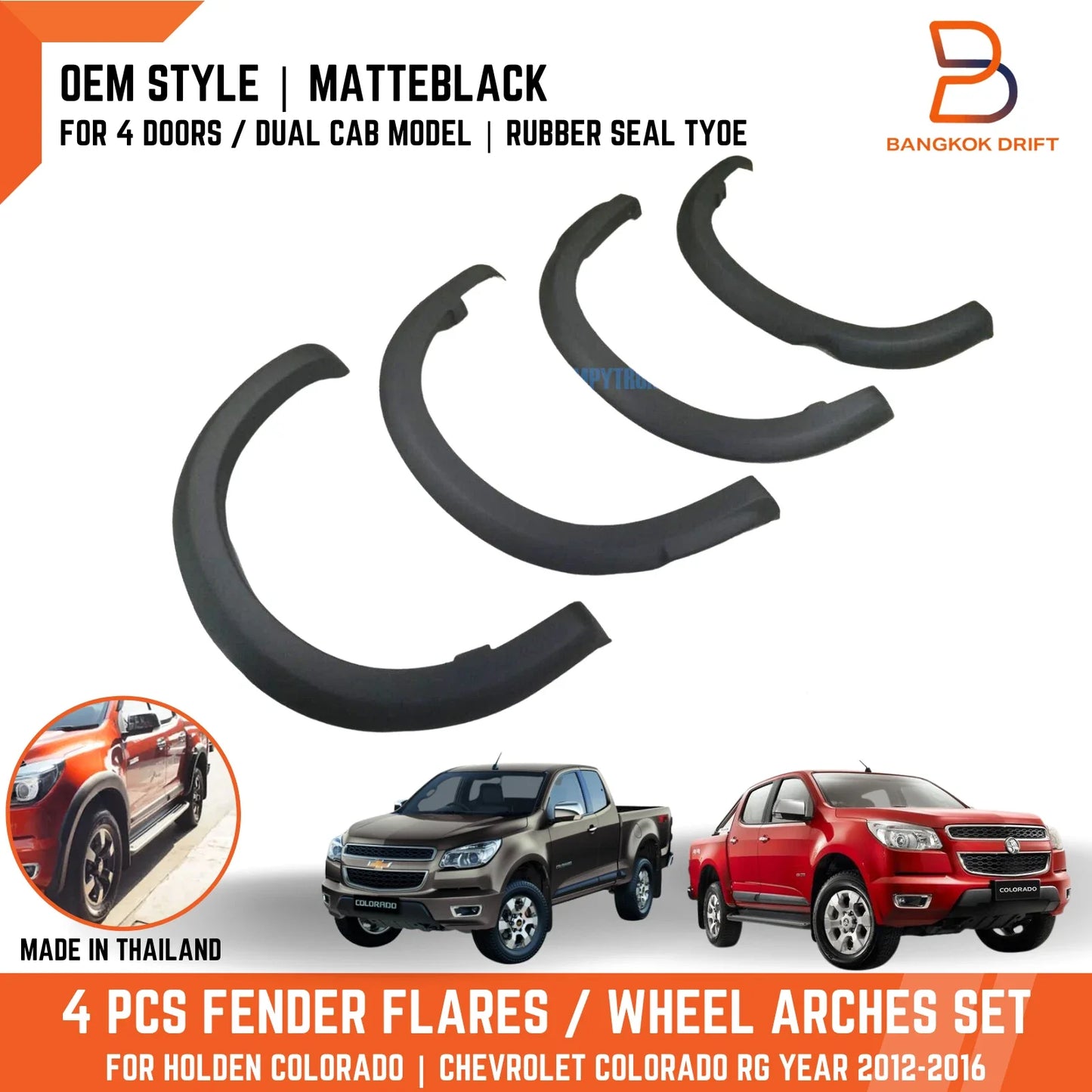 Matte Black Wheel Arch Flares for Holden Colorado RG (2012-2016)