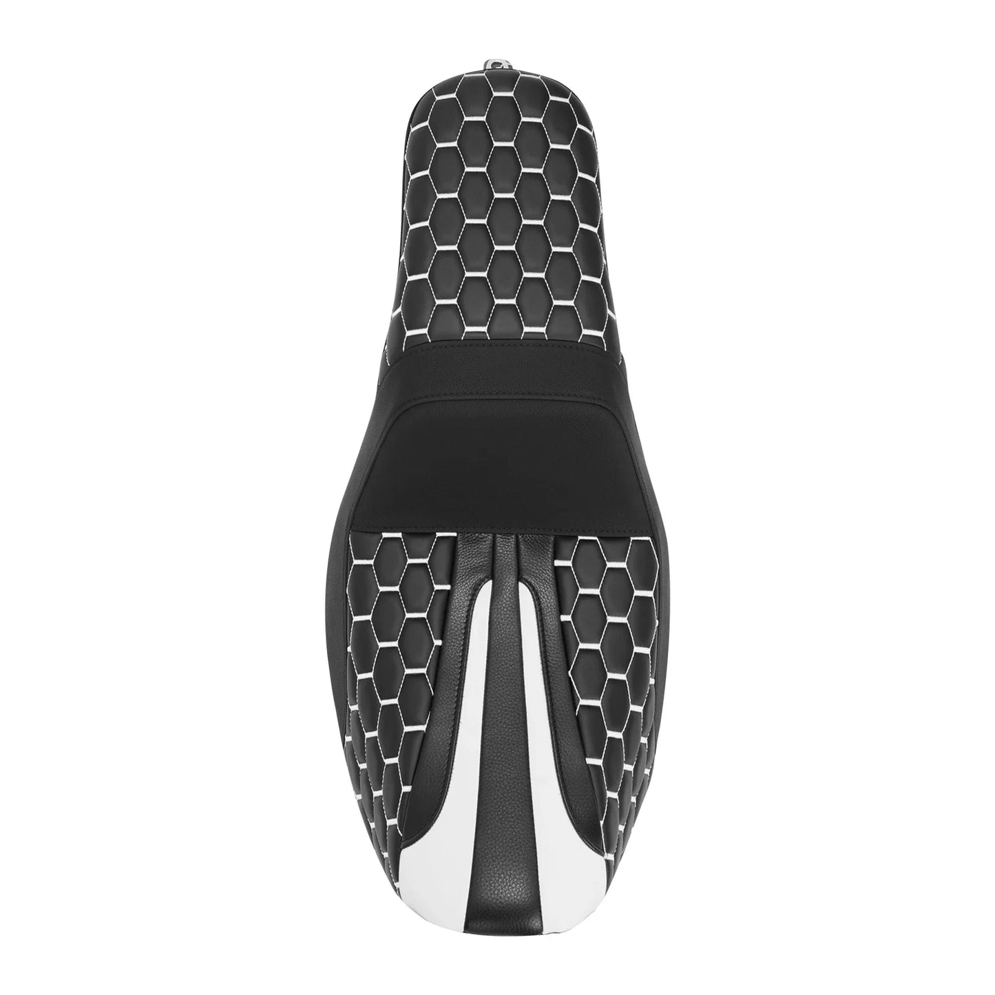 Driver Passenger Seat Black White for Harley Dyna Super Wide Glide (2006 - 2017)