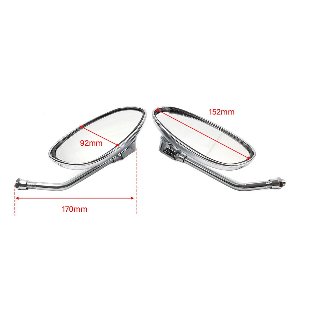 Chrome Rearview Oval Mirror for Honda Shadow Spirit 750 1100 VTX1300 VTX1800 (2001-2010)