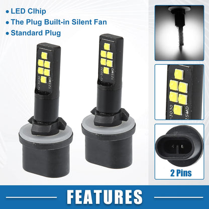 Set of 2 LED Fog Light Bulbs for Auto (880)